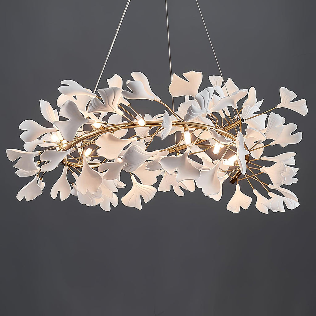 Lustre moderne Olivia - LED intégrée, finition dorée, corps en céramique