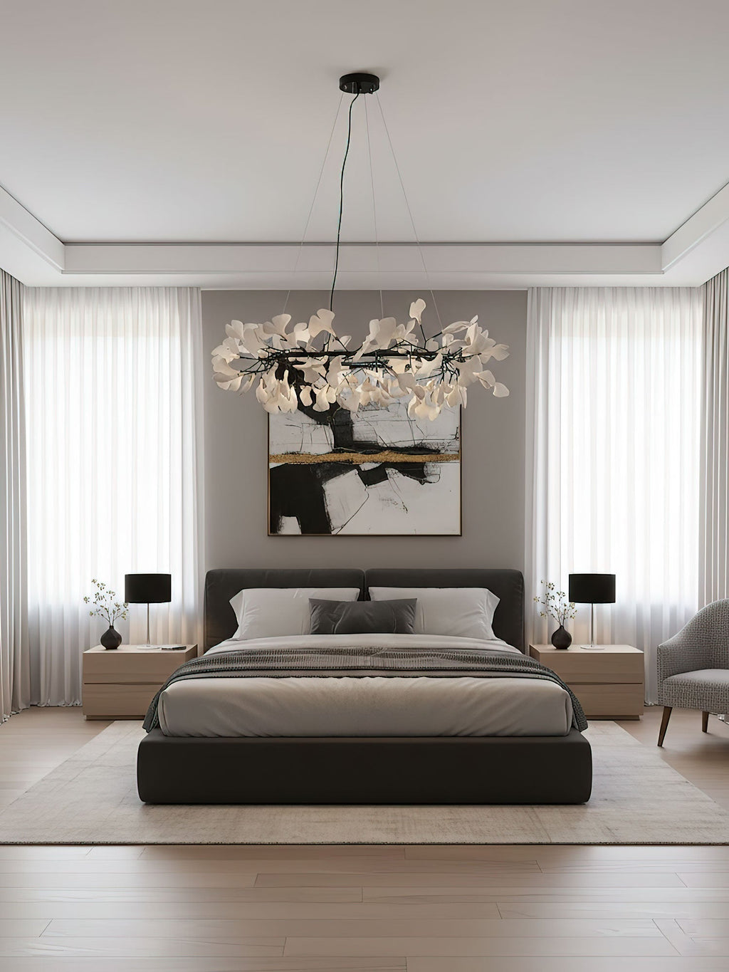 Korunový lustr Gingko — nízkoprofilové provedení 11.8″