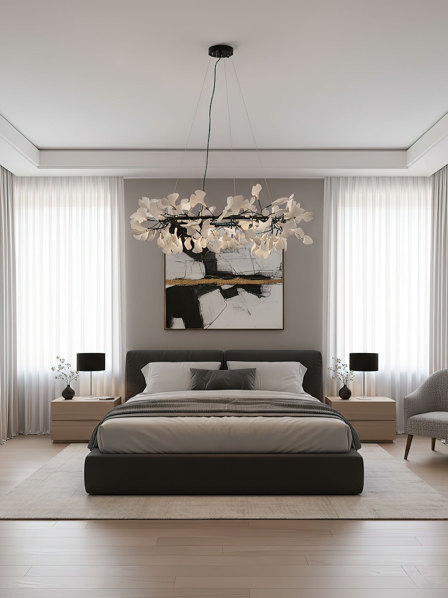 Korunový lustr Gingko — nízkoprofilové provedení 11.8″
