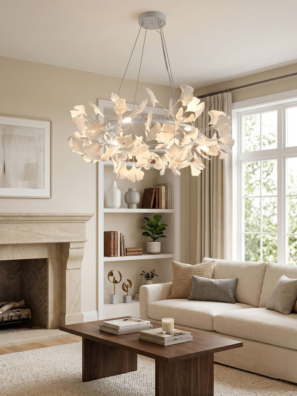 Korunový lustr Gingko — nízkoprofilové provedení 11.8″