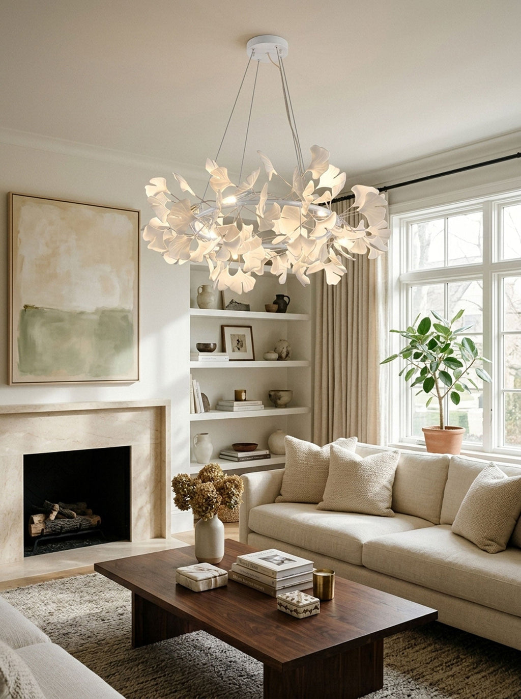 Korunový lustr Gingko — nízkoprofilové provedení 11.8″