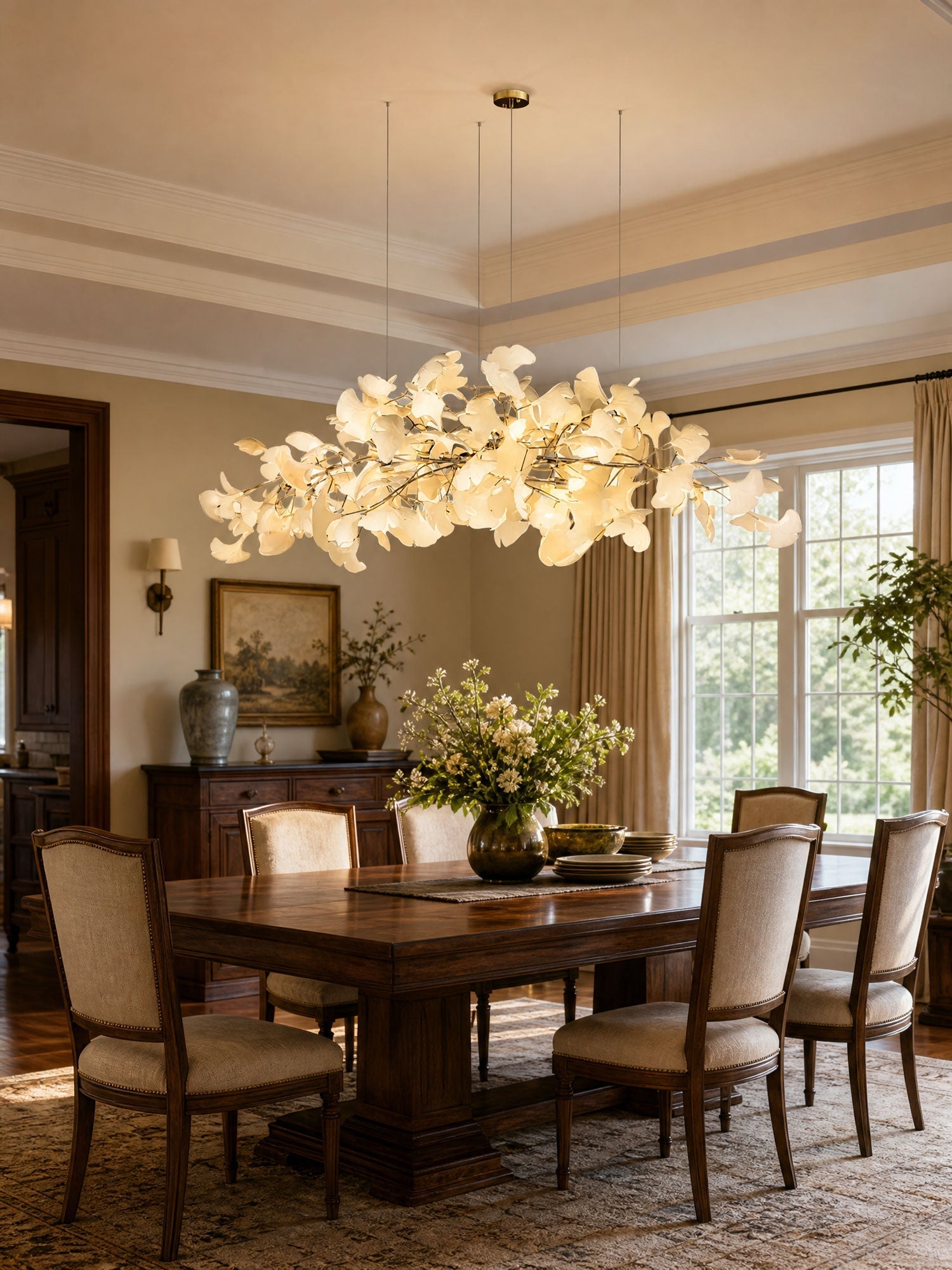 Gingko Plume Chandelier — Linear Suspension