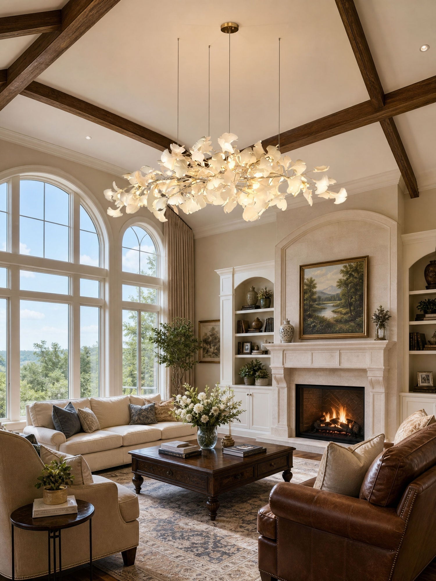 Gingko Plume Chandelier — Linear Suspension