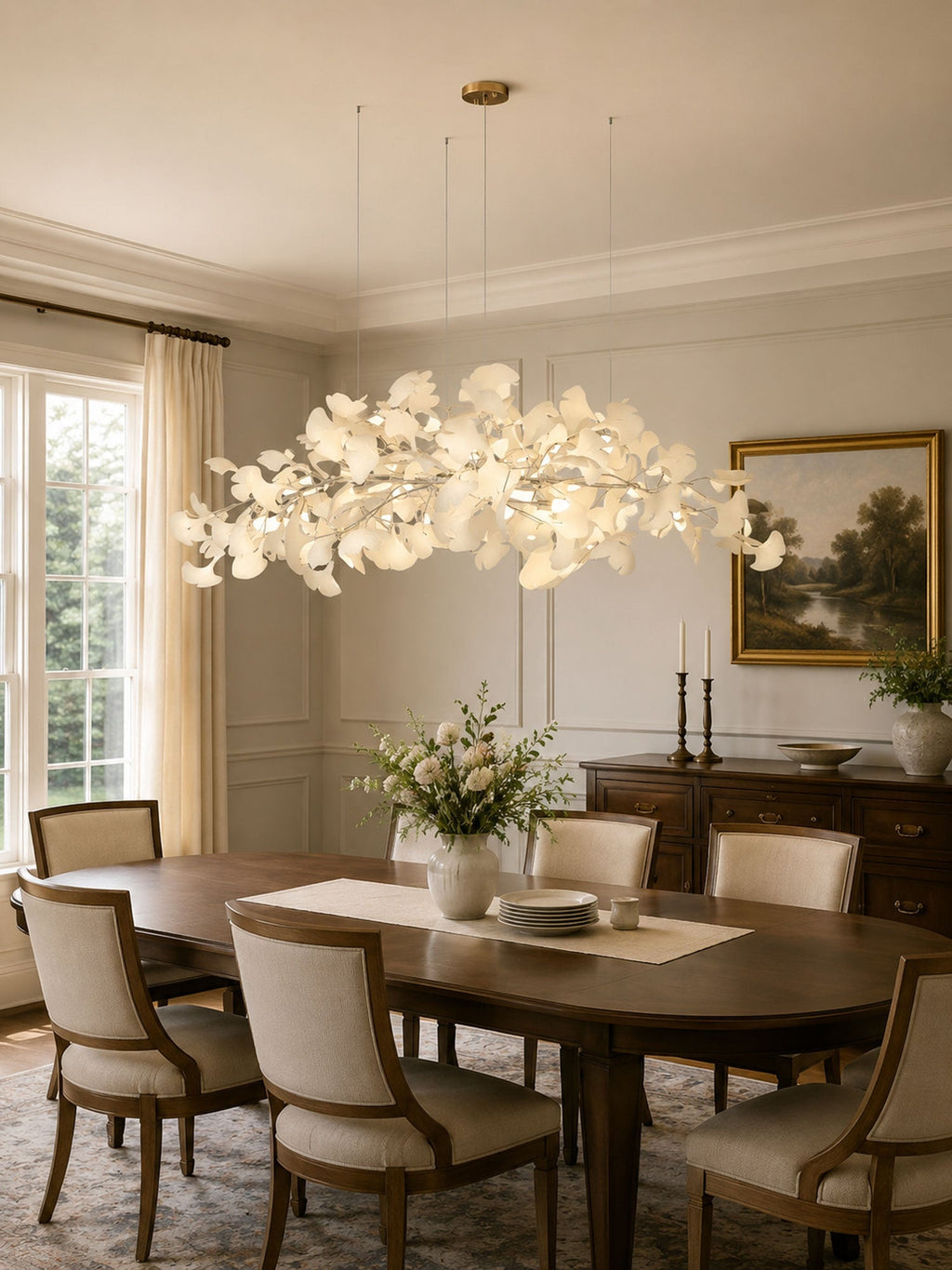 Gingko Plume Chandelier — Linear Suspension