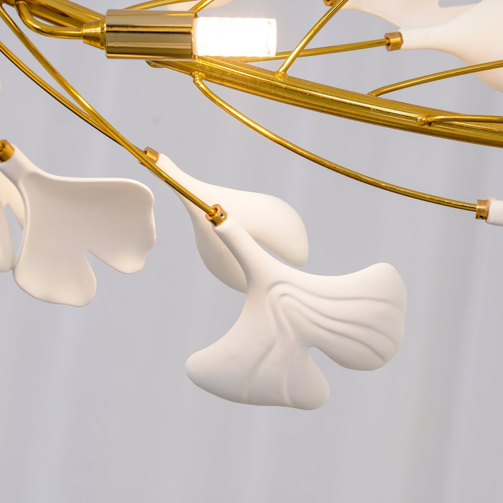 Lustre moderne Olivia - LED intégrée, finition dorée, corps en céramique