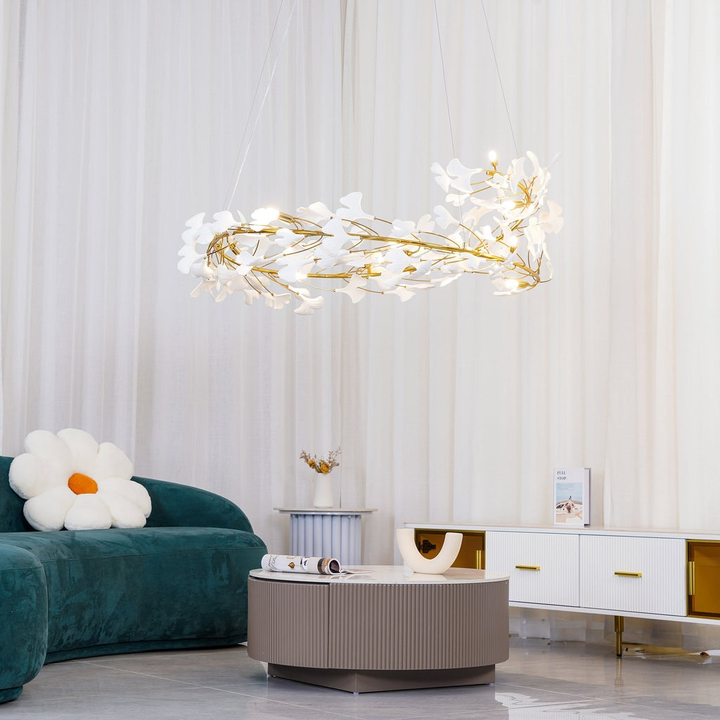 Lustre moderne Olivia - LED intégrée, finition dorée, corps en céramique