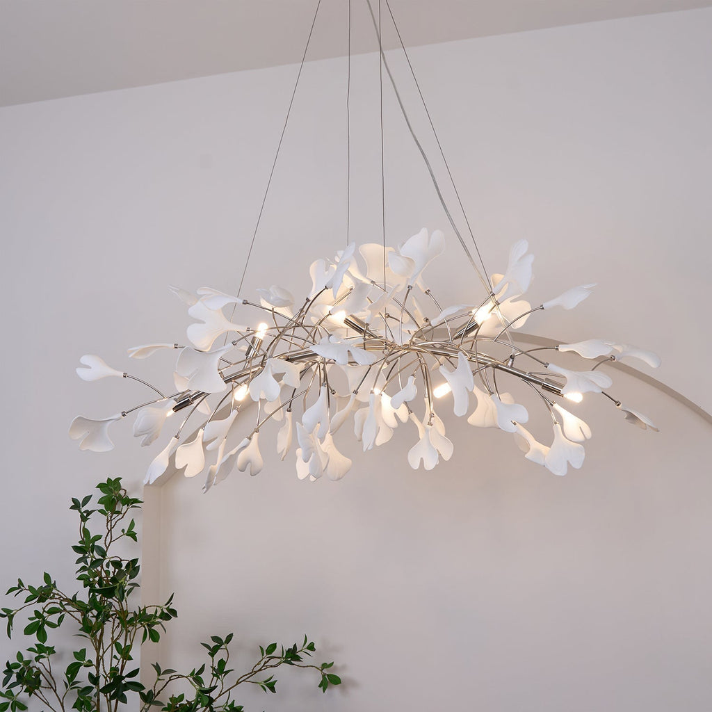 Lustr Arux Gingko — styl Art Deco, design se zakřivením směrem dolů