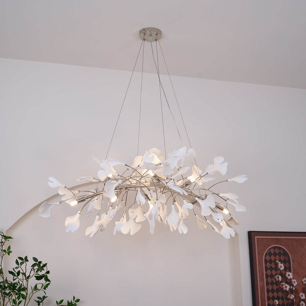 Lustr Arux Gingko — styl Art Deco, design se zakřivením směrem dolů