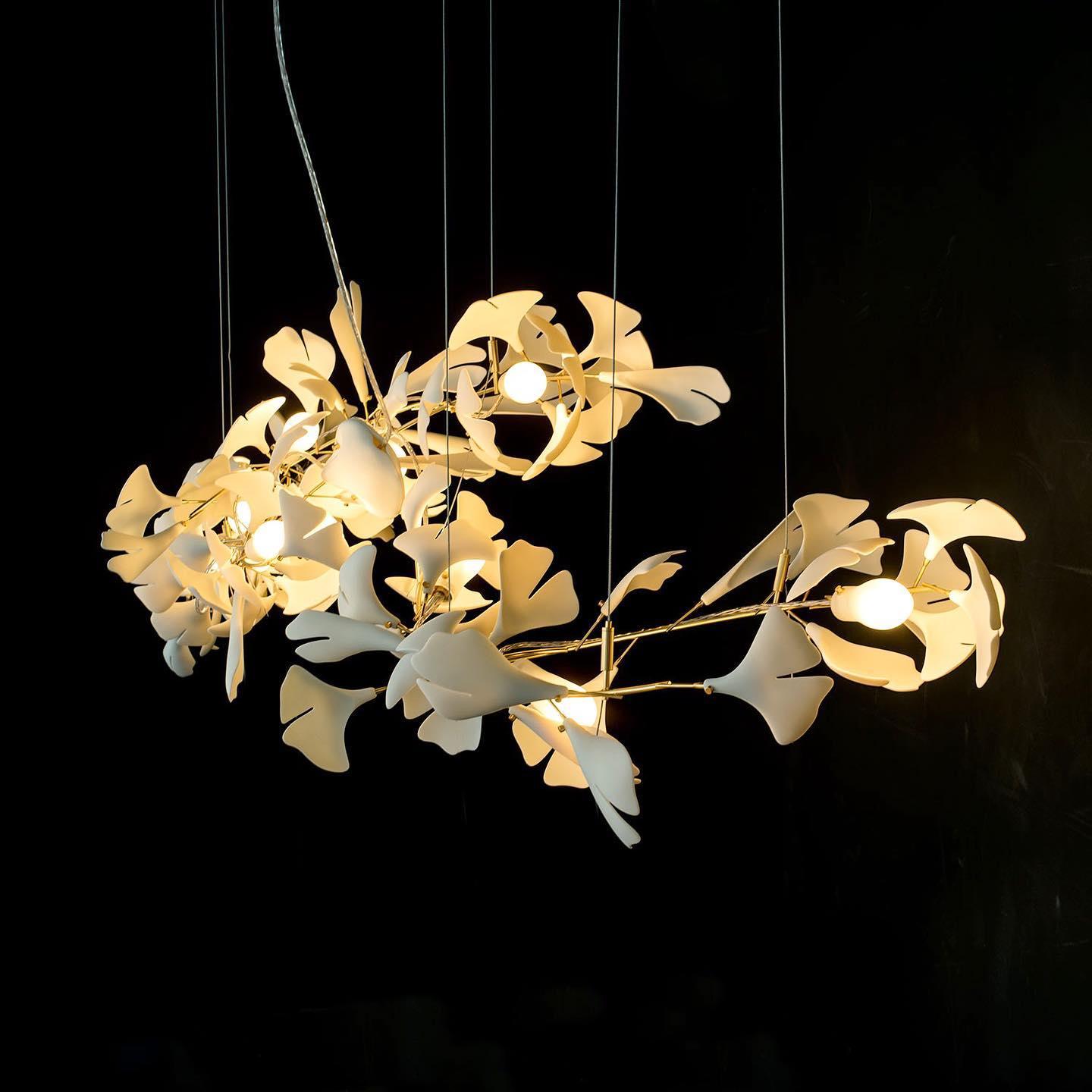 Lineare Pendelleuchte „Gingko Bloom“ – 39 Zoll, 6-flammig, oder 47 Zoll, 8-flammig
