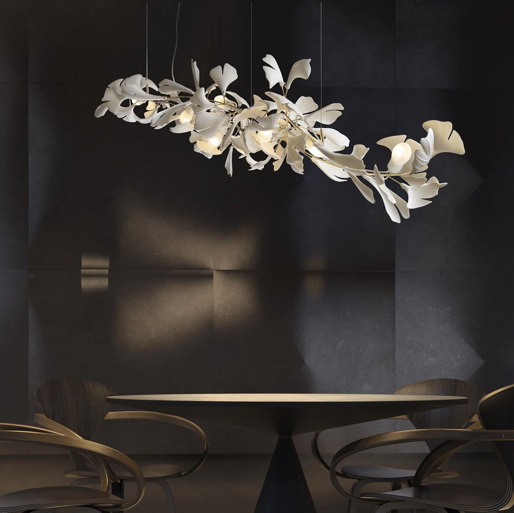 Lineare Pendelleuchte „Gingko Bloom“ – 39 Zoll, 6-flammig, oder 47 Zoll, 8-flammig