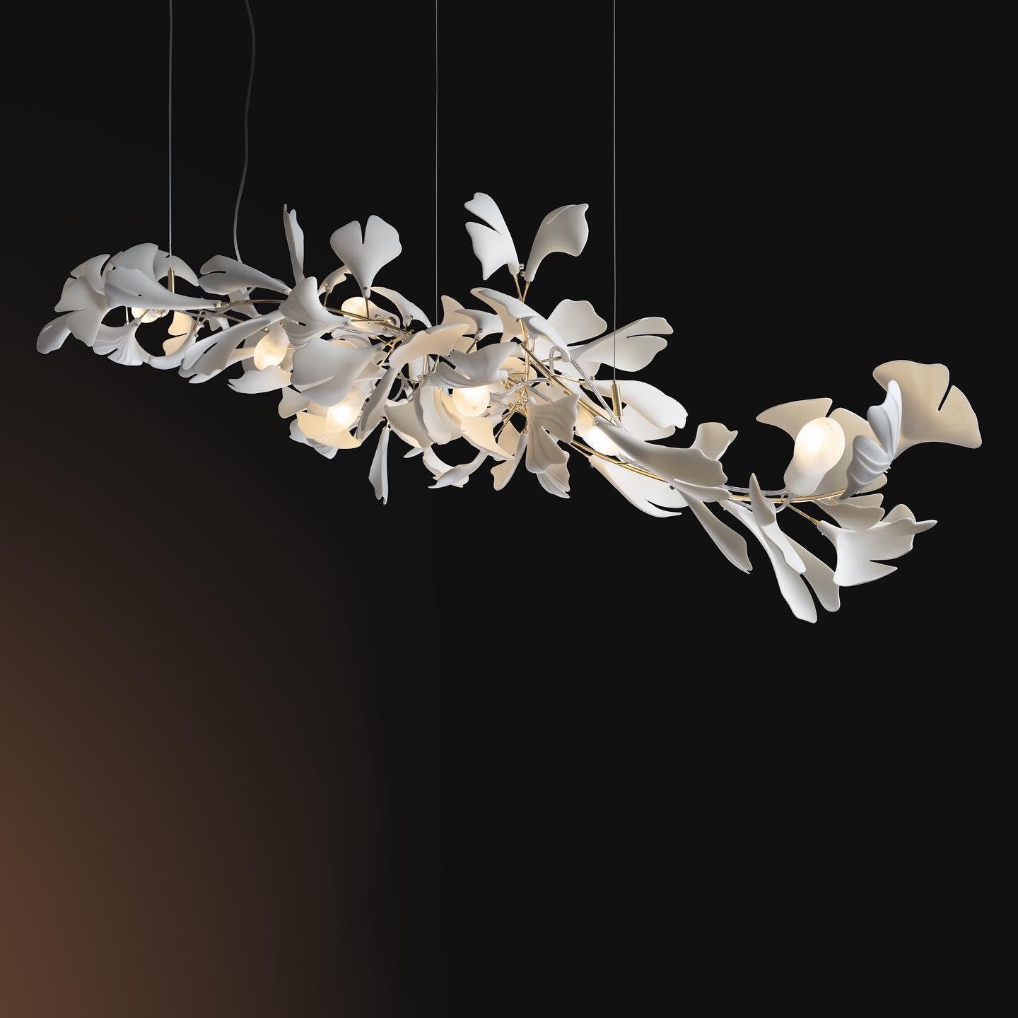 Lineare Pendelleuchte „Gingko Bloom“ – 39 Zoll, 6-flammig, oder 47 Zoll, 8-flammig