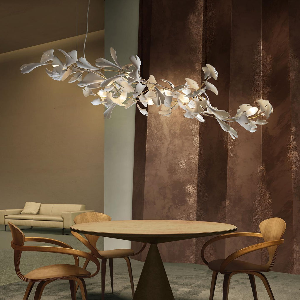 Lineare Pendelleuchte „Gingko Bloom“ – 39 Zoll, 6-flammig, oder 47 Zoll, 8-flammig