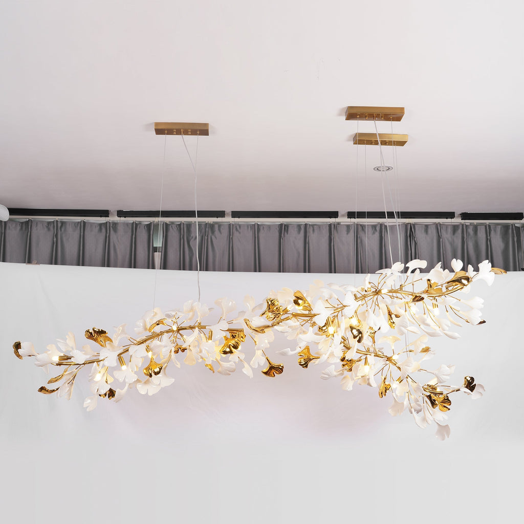 Lineare Pendelleuchte „Gingko Bloom“ – 39 Zoll, 6-flammig, oder 47 Zoll, 8-flammig