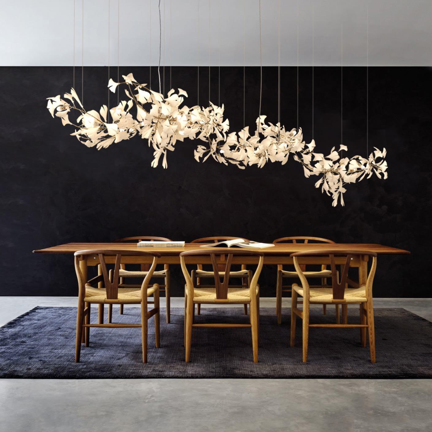 Lineare Pendelleuchte „Gingko Bloom“ – 39 Zoll, 6-flammig, oder 47 Zoll, 8-flammig