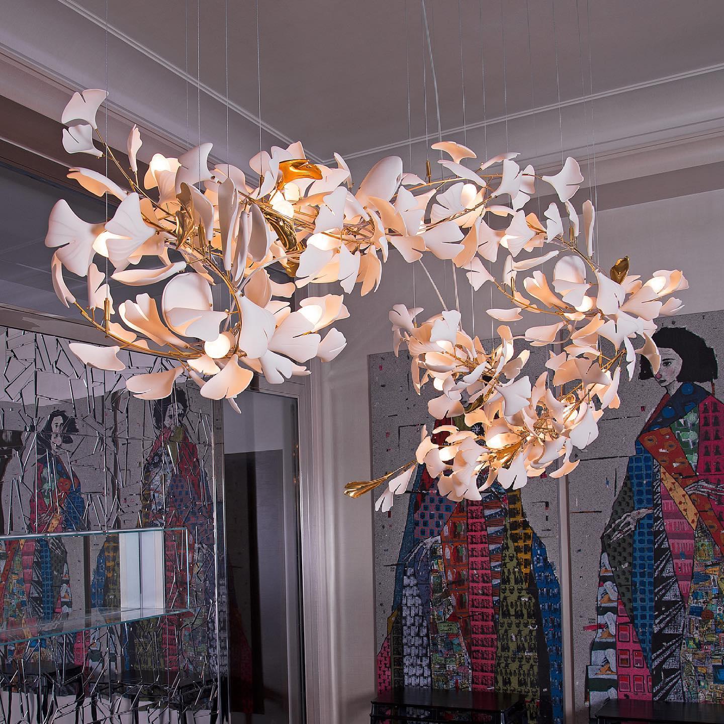 Lineare Pendelleuchte „Gingko Bloom“ – 39 Zoll, 6-flammig, oder 47 Zoll, 8-flammig