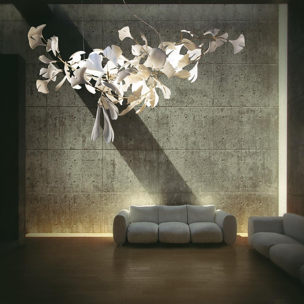 Lineare Pendelleuchte „Gingko Bloom“ – 39 Zoll, 6-flammig, oder 47 Zoll, 8-flammig