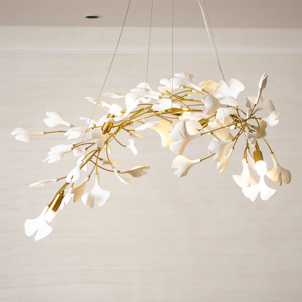 Lineare Pendelleuchte „Gingko Bloom“ – 39 Zoll, 6-flammig, oder 47 Zoll, 8-flammig