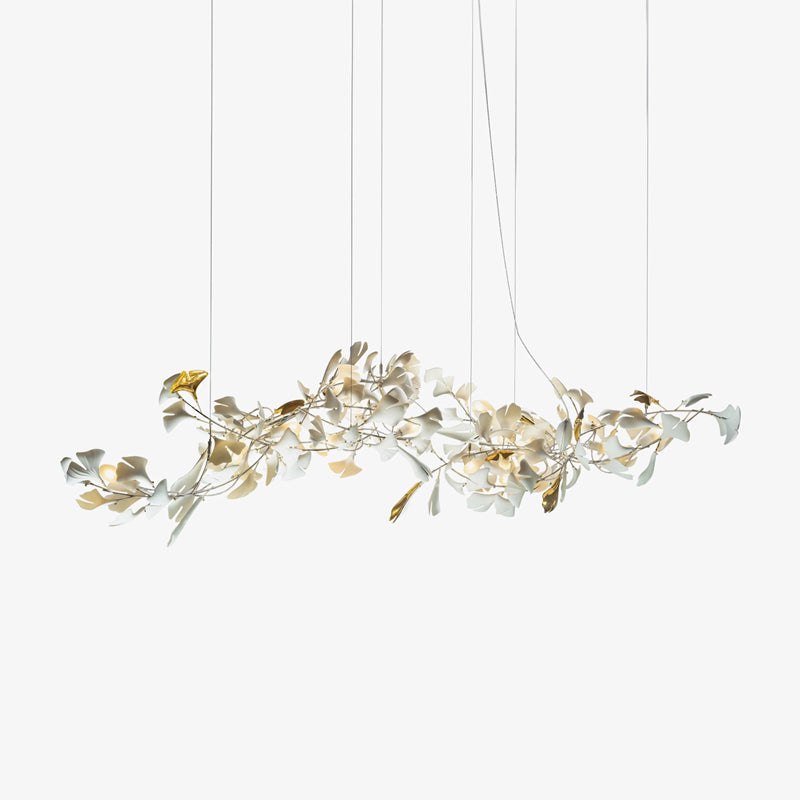 Lineární ručně odlévaný porcelánový lustr Ginkgo