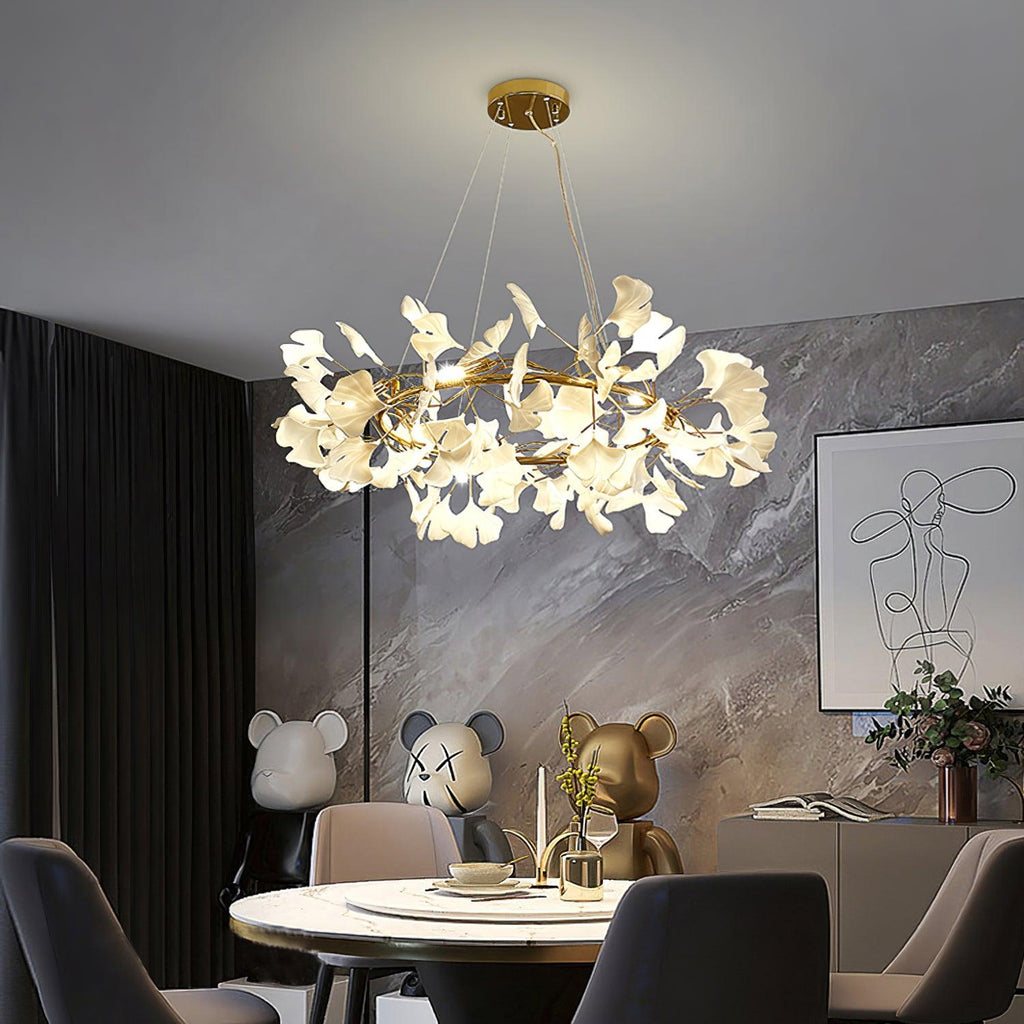 Korunový lustr Gingko — nízkoprofilové provedení 11.8″