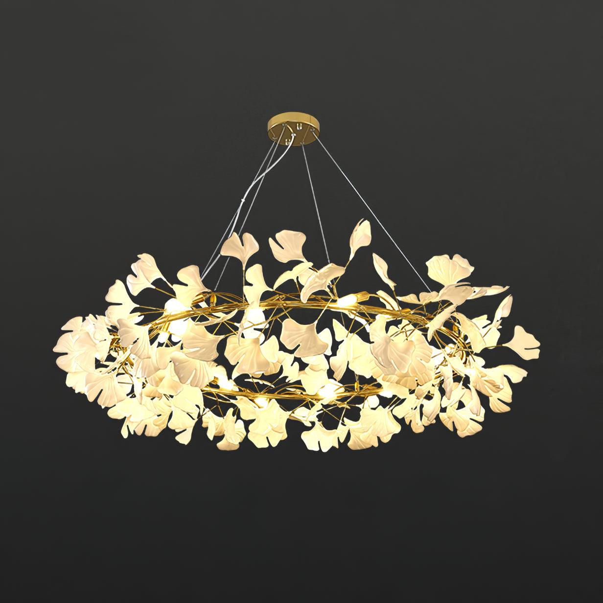 Korunový lustr Gingko — nízkoprofilové provedení 11.8″