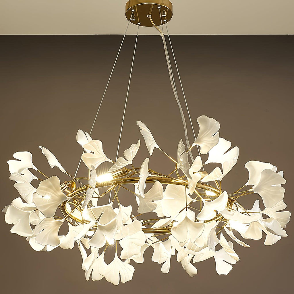 Korunový lustr Gingko — nízkoprofilové provedení 11.8″