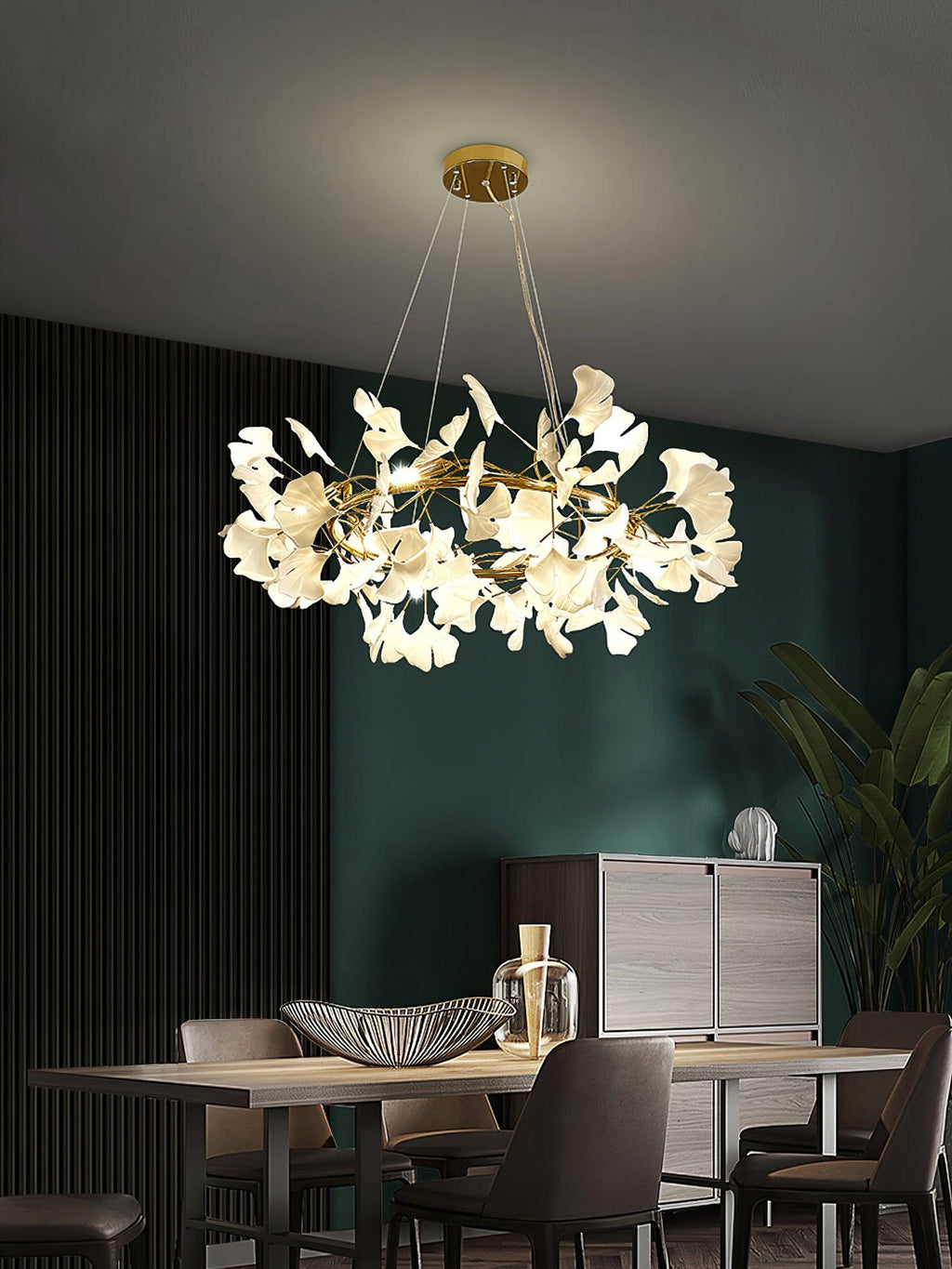 Korunový lustr Gingko — nízkoprofilové provedení 11.8″