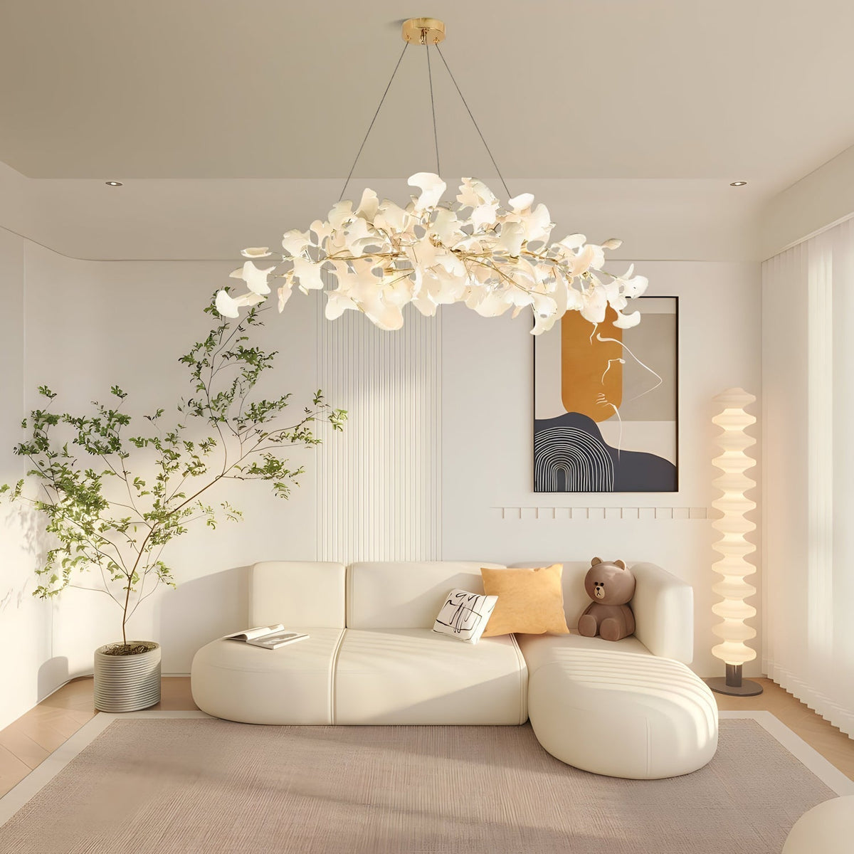Lustr Arux Gingko — styl Art Deco, design se zakřivením směrem dolů