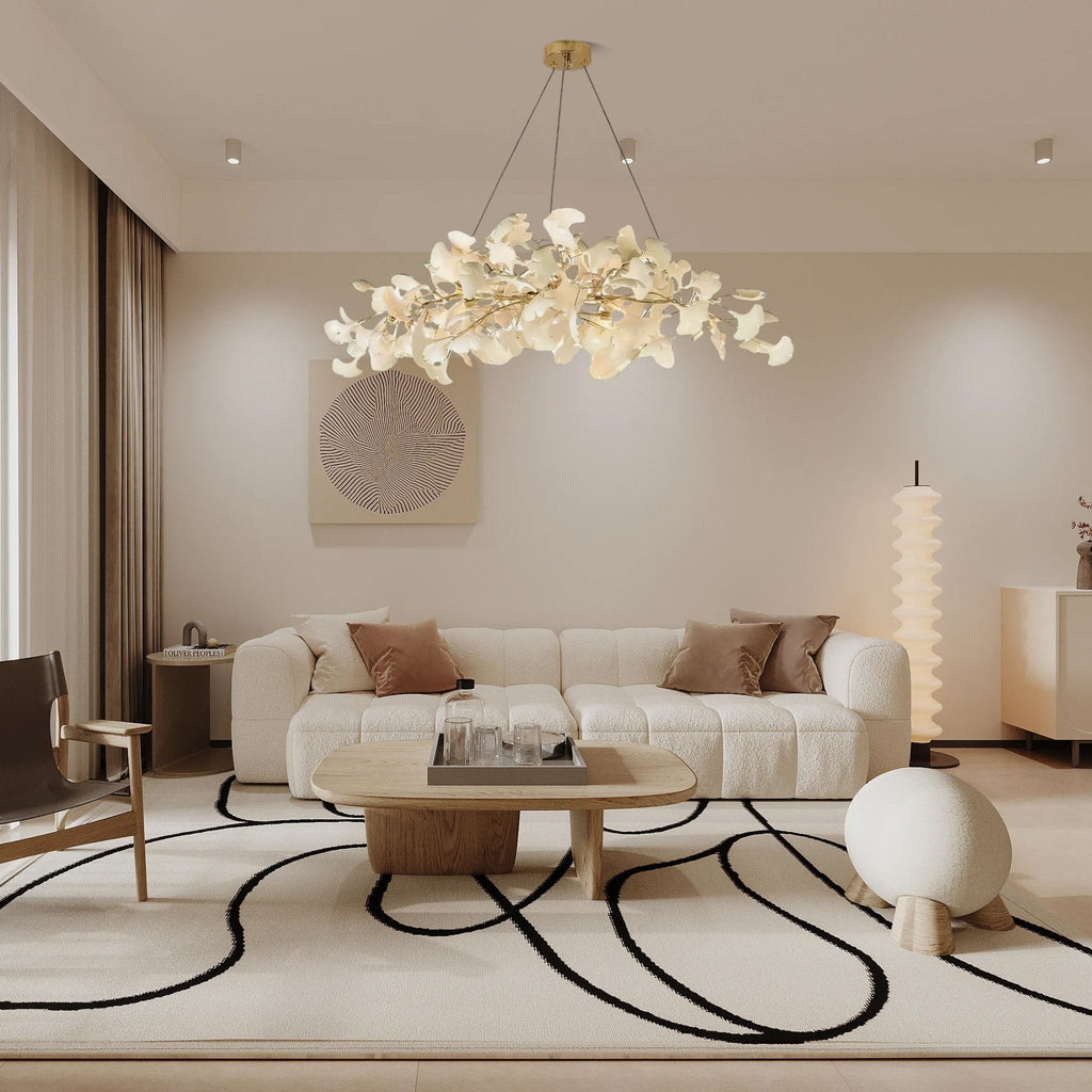 Lustr Arux Gingko — styl Art Deco, design se zakřivením směrem dolů
