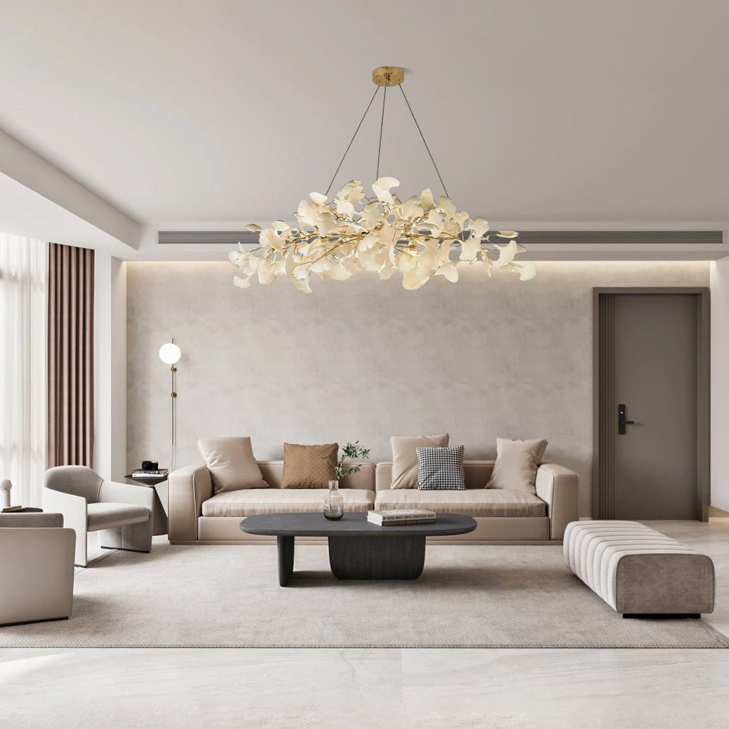 Lustr Arux Gingko — styl Art Deco, design se zakřivením směrem dolů