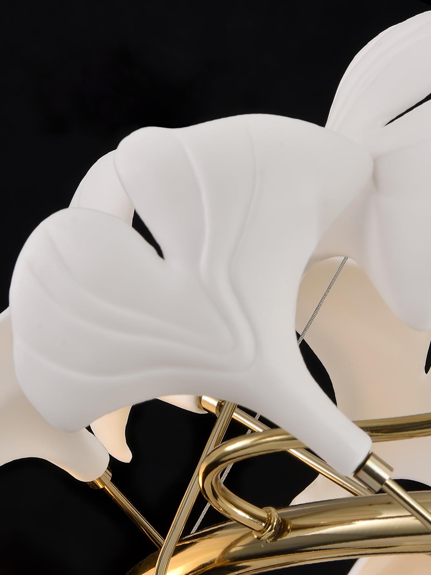 Cascading Gingko Spiral Leaf Chandelier