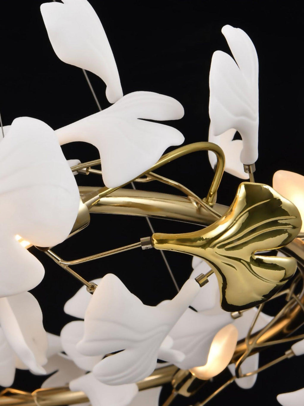 Cascading Gingko Spiral Leaf Chandelier