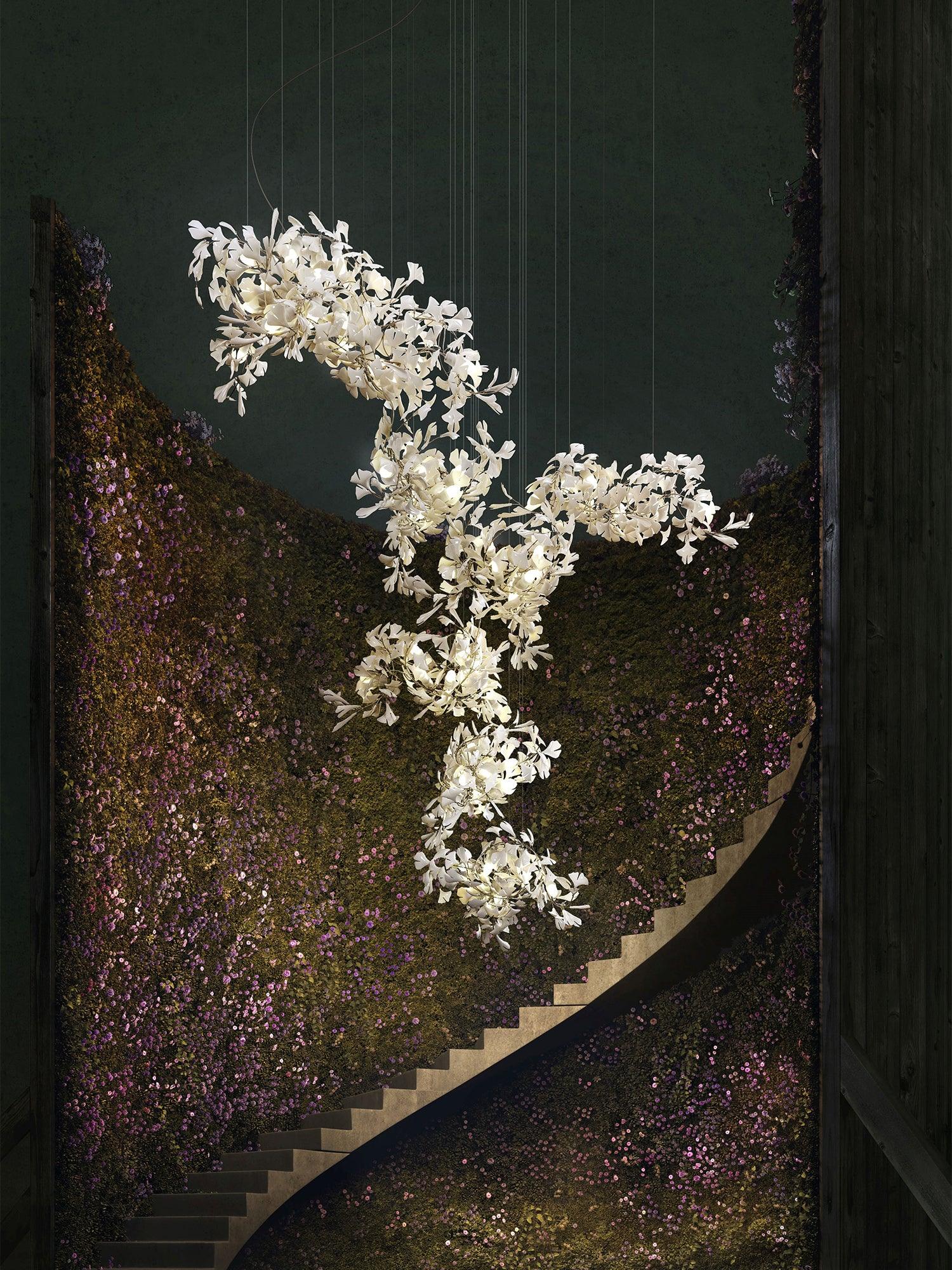 Candeeiro de teto Gingko Vortex — 4 opções de altura, forma espiral vertical