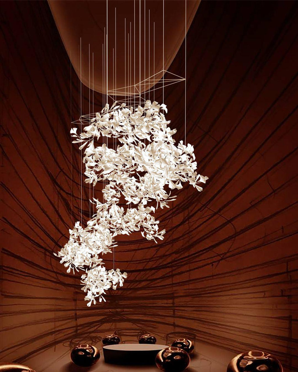 Candeeiro de teto Gingko Vortex — 4 opções de altura, forma espiral vertical