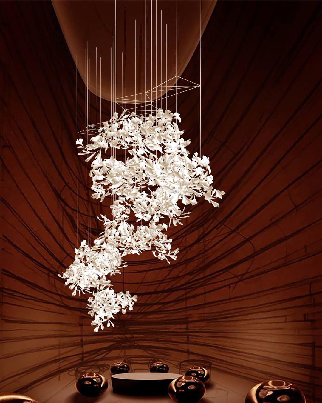 Candeeiro de teto Gingko Vortex — 4 opções de altura, forma espiral vertical