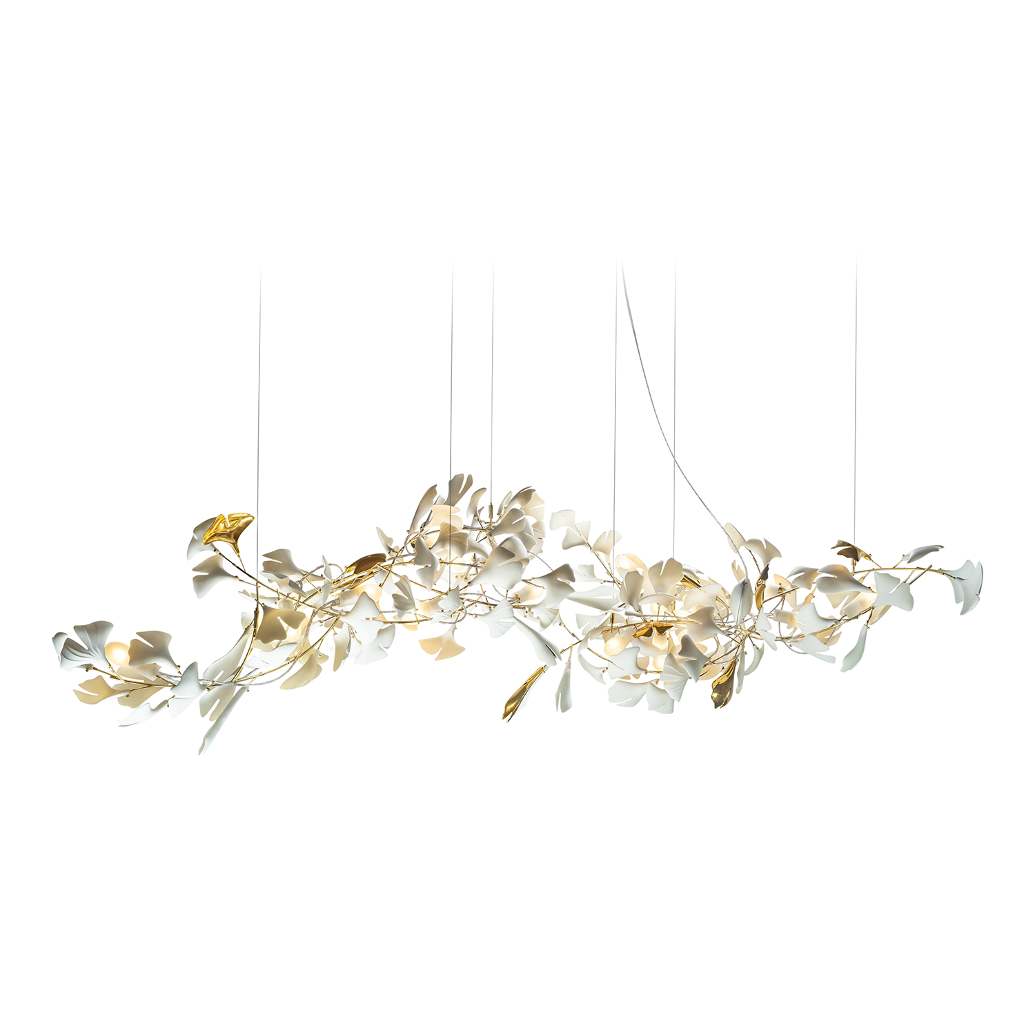 Lineare Pendelleuchte „Gingko Bloom“ – 39 Zoll, 6-flammig, oder 47 Zoll, 8-flammig