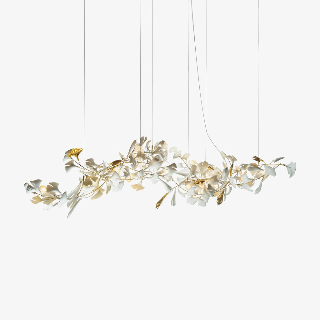 Lineární ručně odlévaný porcelánový lustr Ginkgo