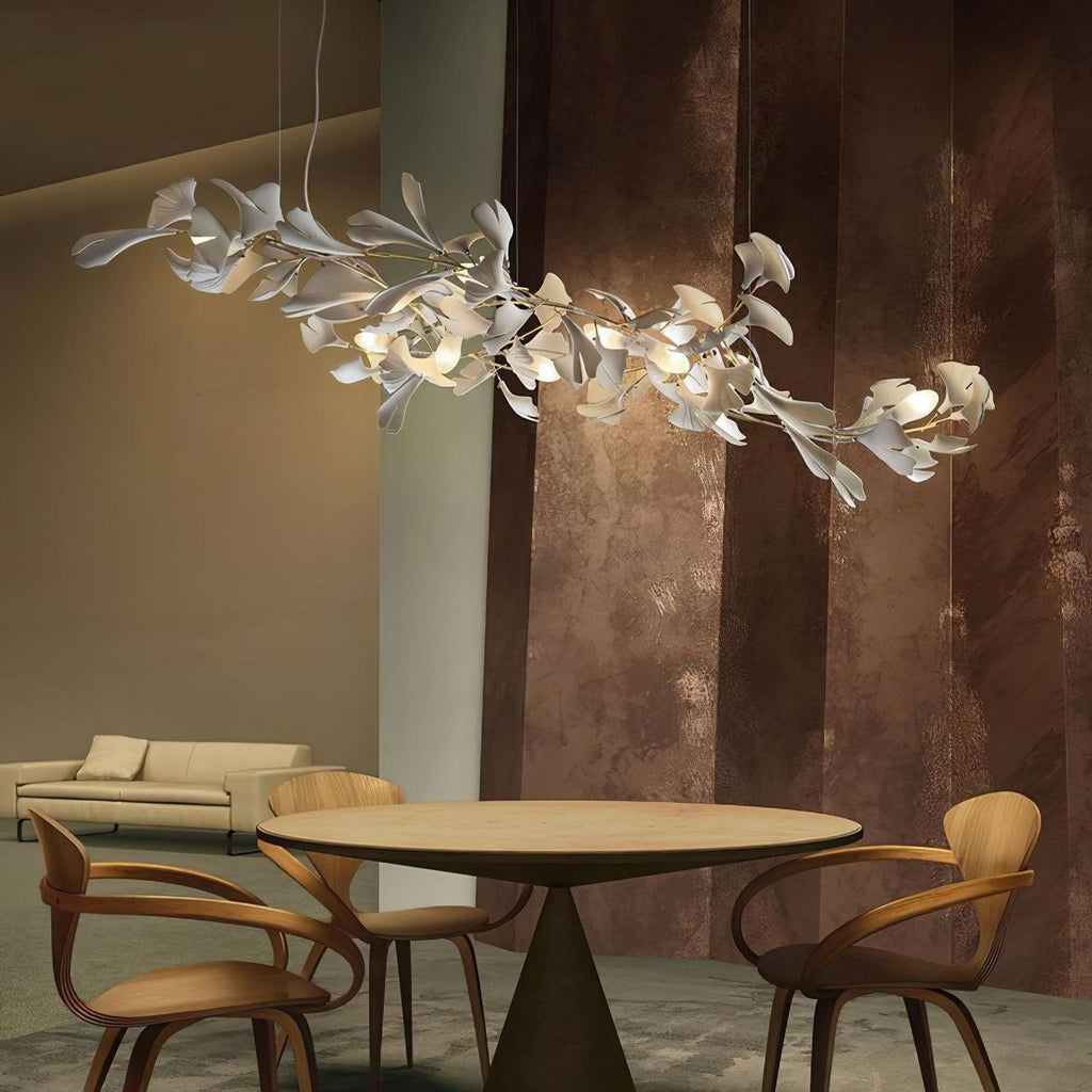 Lineární ručně odlévaný porcelánový lustr Ginkgo