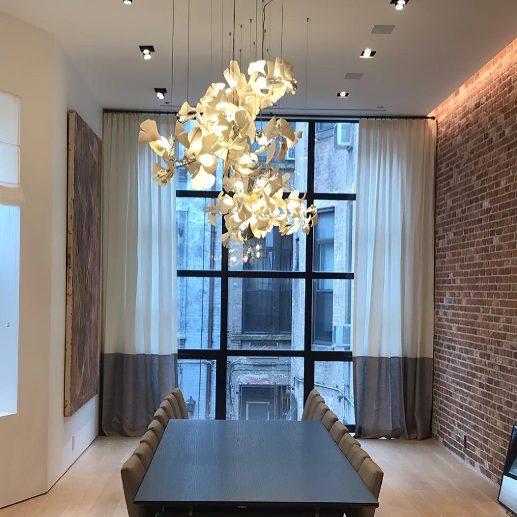 Lineární ručně odlévaný porcelánový lustr Ginkgo
