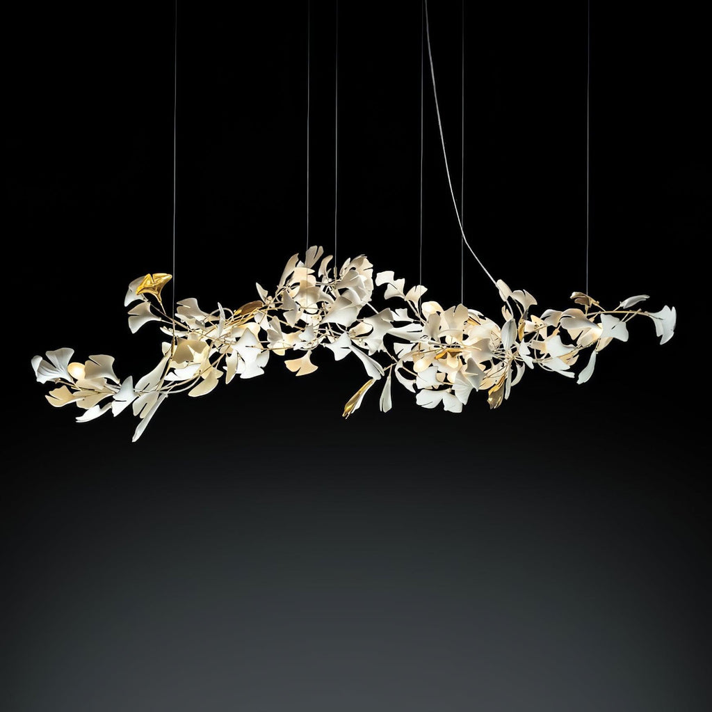 Lineární ručně odlévaný porcelánový lustr Ginkgo