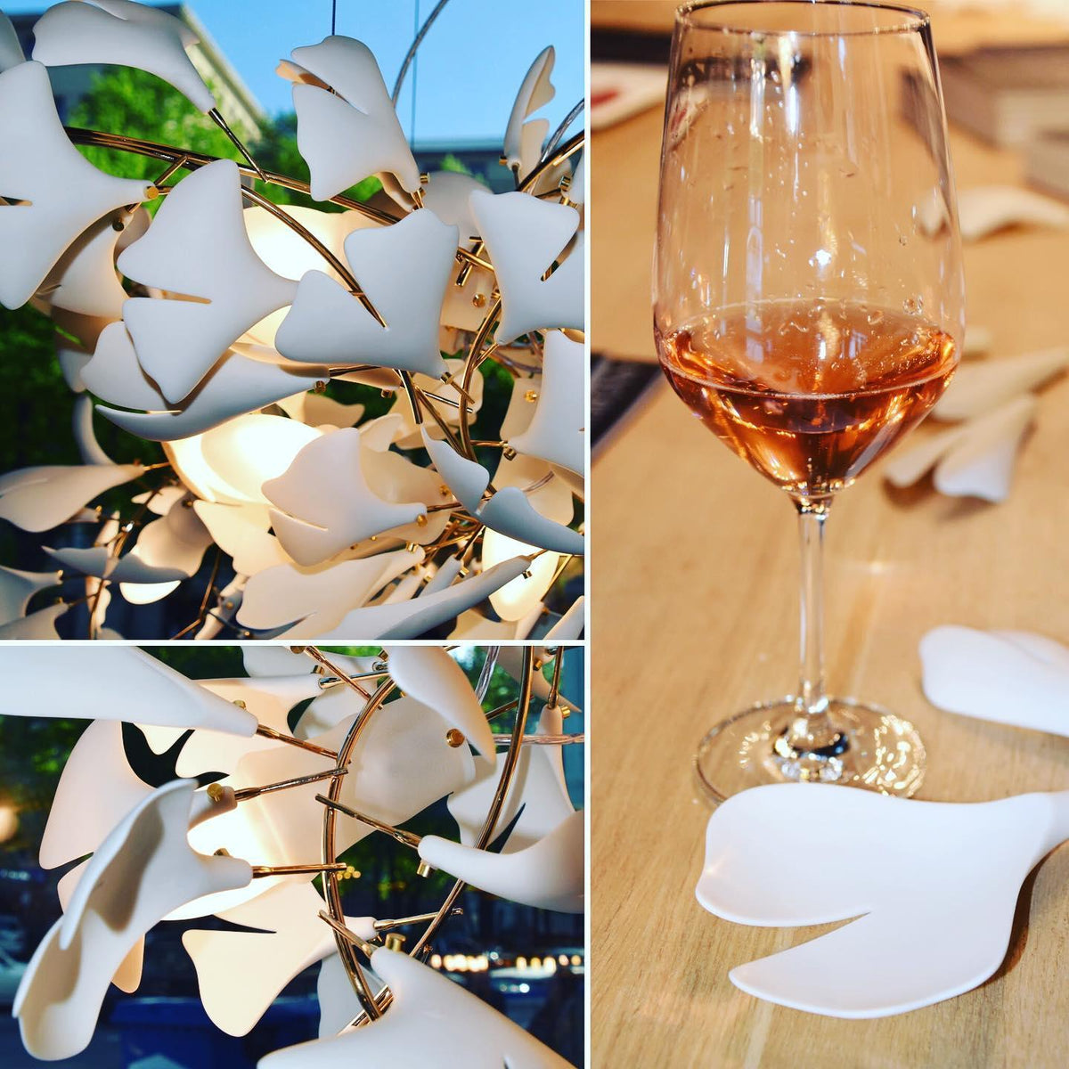 Lineární ručně odlévaný porcelánový lustr Ginkgo