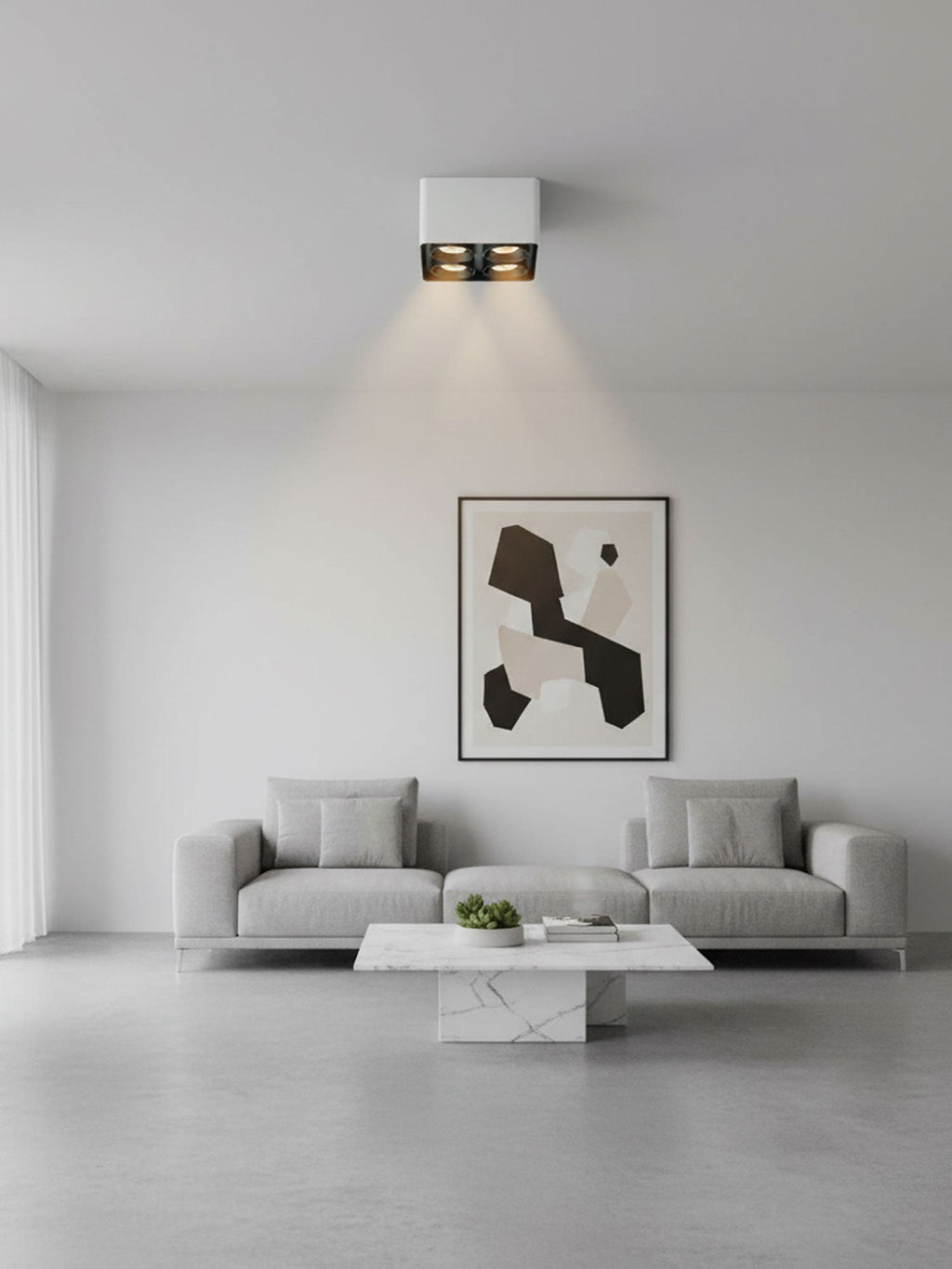 Giyan Surface Spotlight — Angular Steel Body, Recessless Ceiling Mount