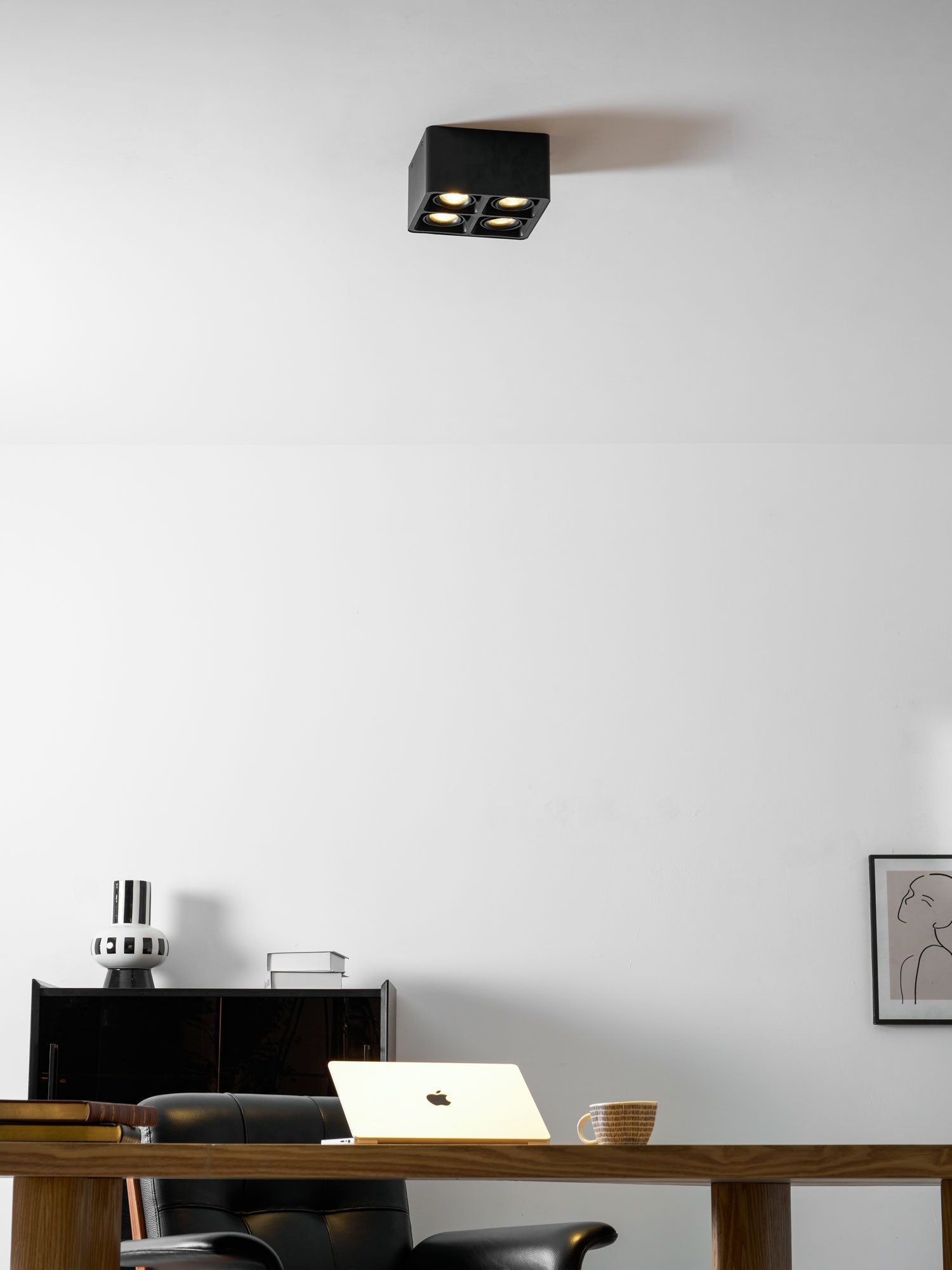 Giyan Surface Spotlight — Angular Steel Body, Recessless Ceiling Mount