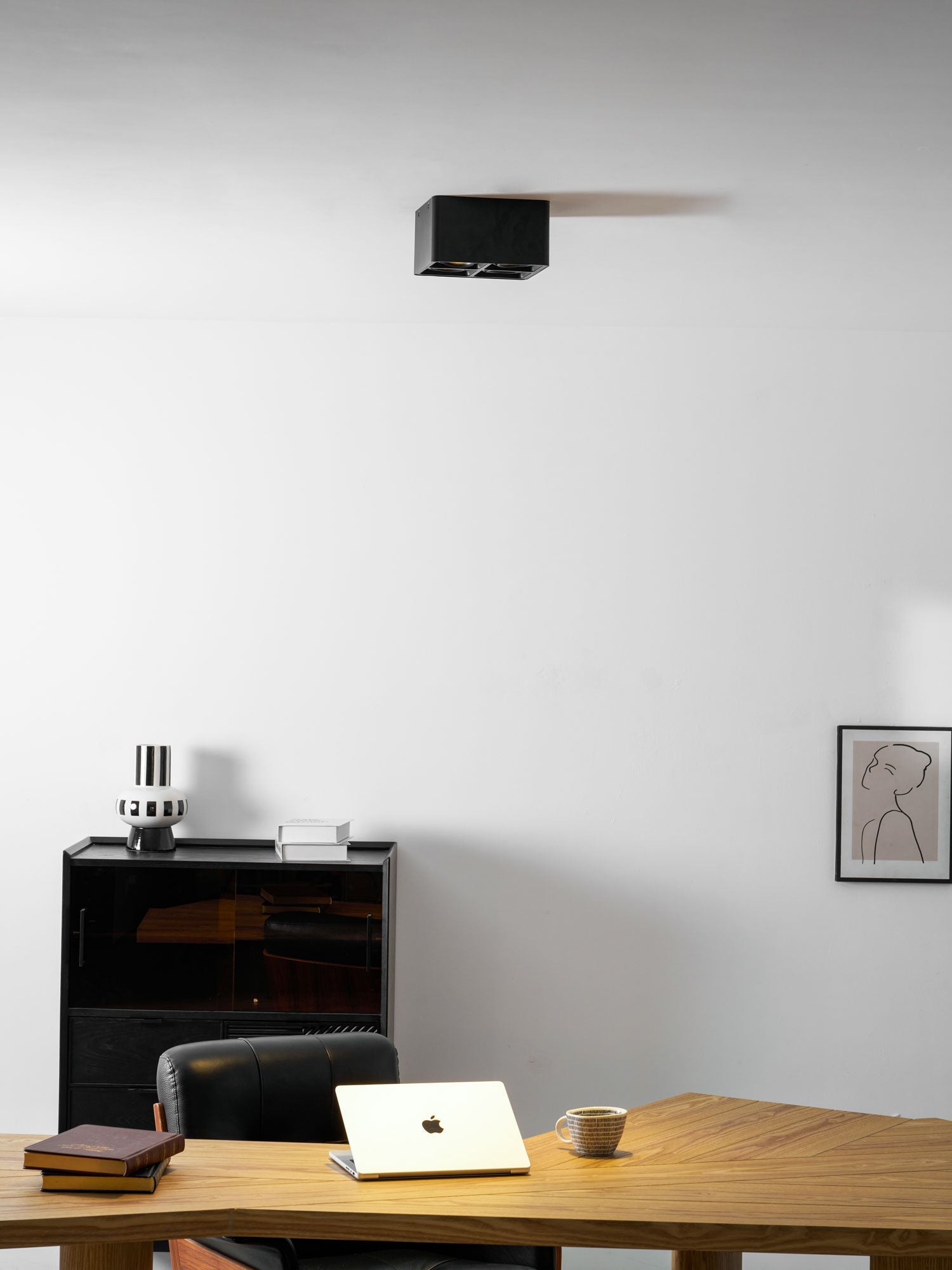 Giyan Surface Spotlight — Angular Steel Body, Recessless Ceiling Mount