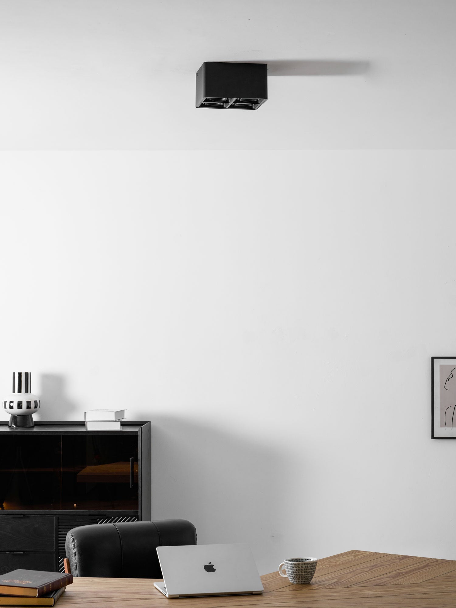 Giyan Surface Spotlight — Angular Steel Body, Recessless Ceiling Mount