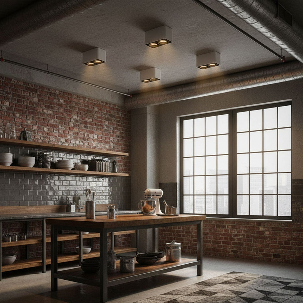 Giyan Surface Spotlight — Angular Steel Body, Recessless Ceiling Mount