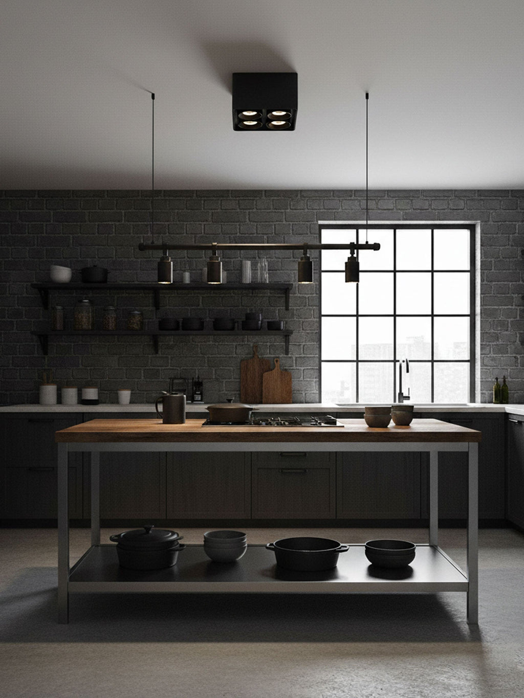 Giyan Surface Spotlight — Angular Steel Body, Recessless Ceiling Mount