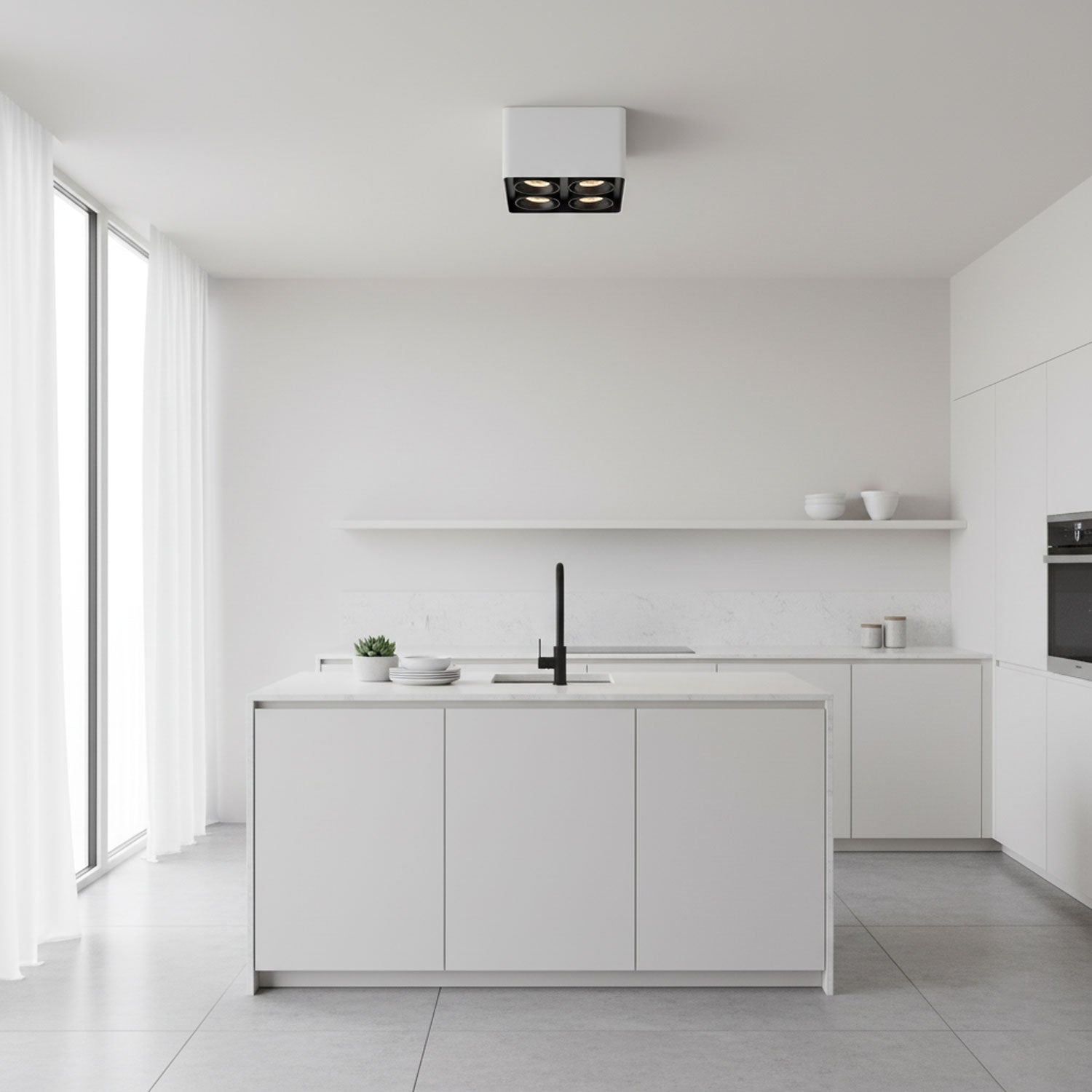 Giyan Surface Spotlight — Angular Steel Body, Recessless Ceiling Mount