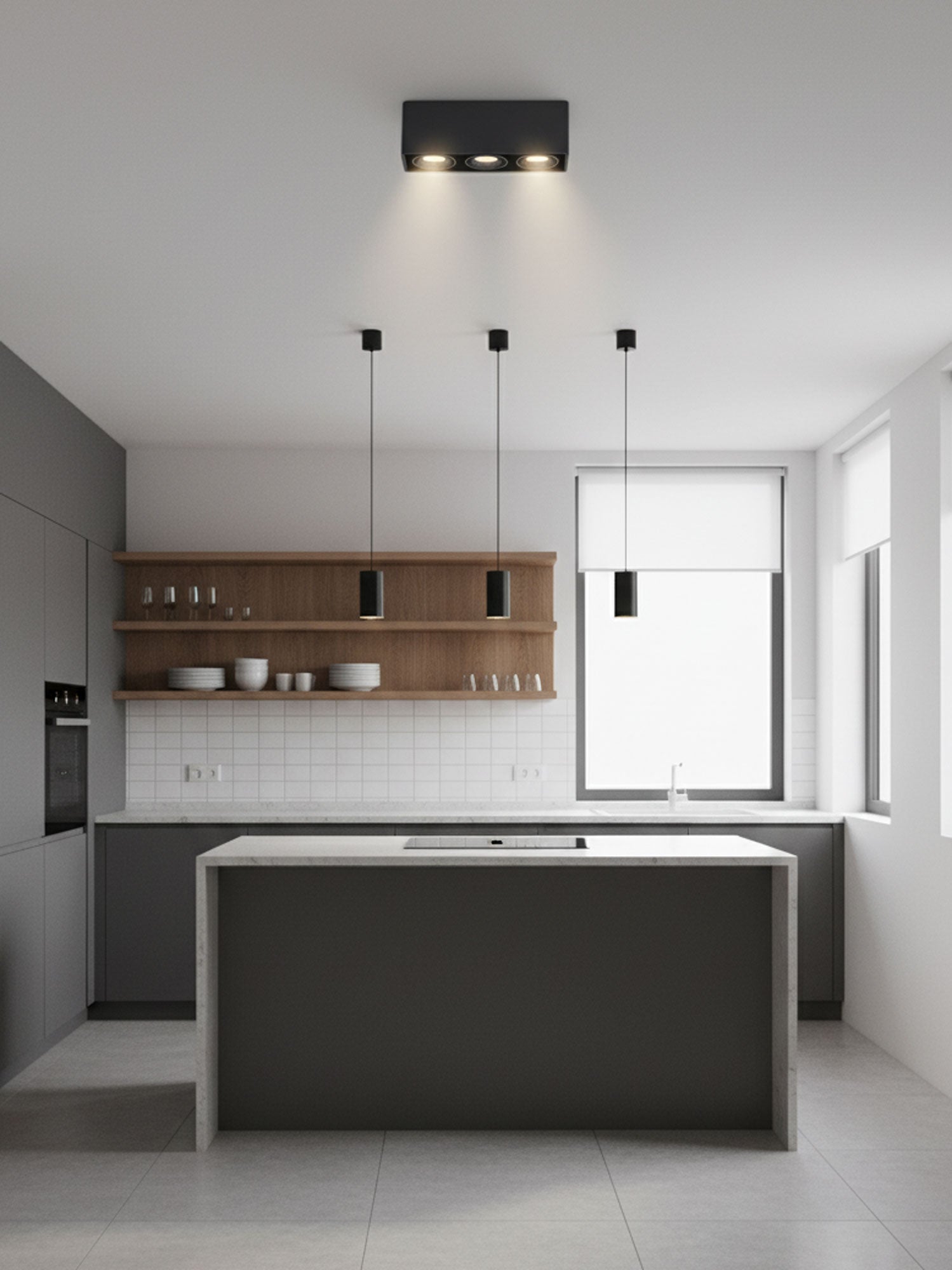 Giyan Surface Spotlight — Angular Steel Body, Recessless Ceiling Mount