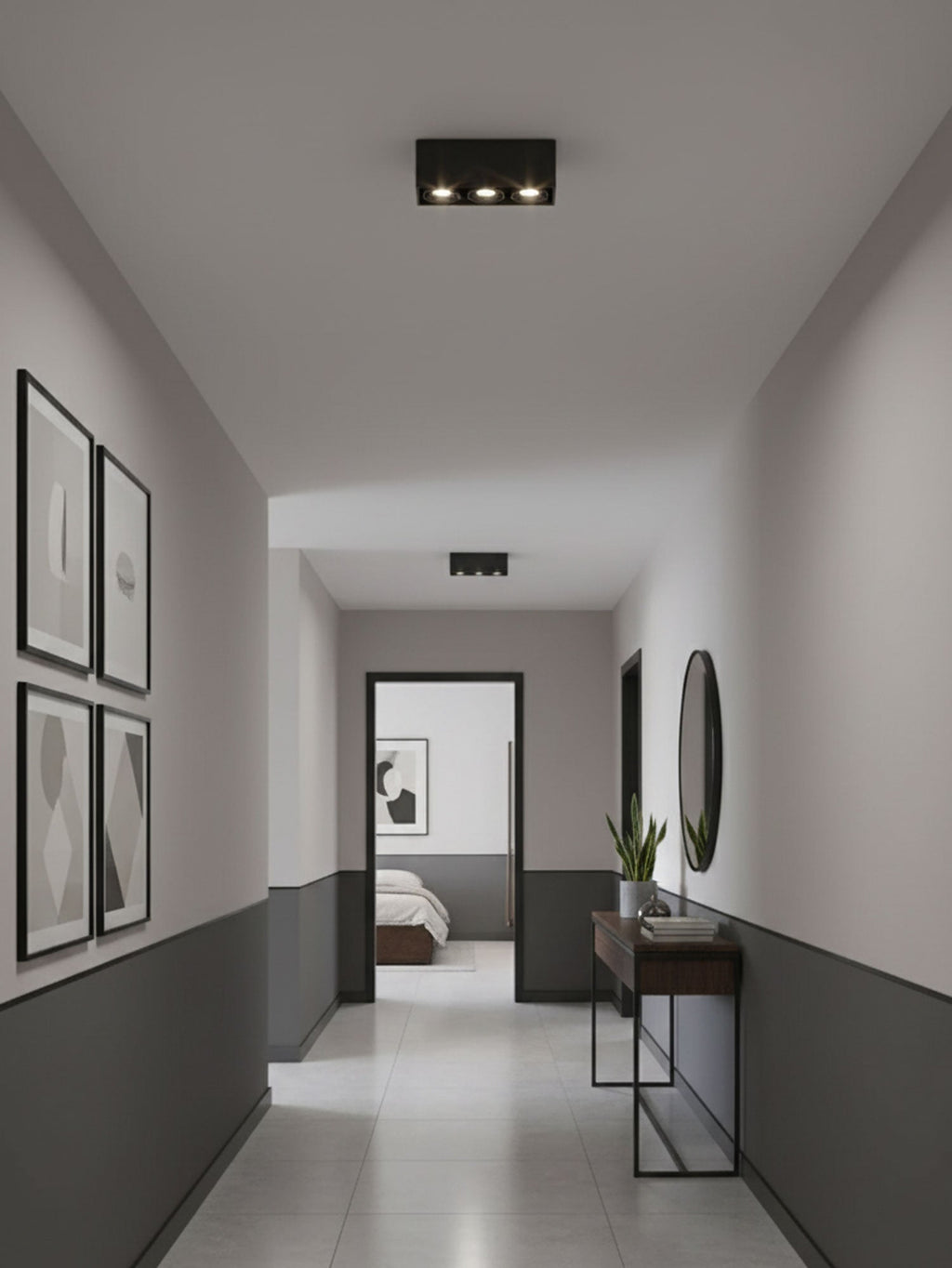 Giyan Surface Spotlight — Angular Steel Body, Recessless Ceiling Mount