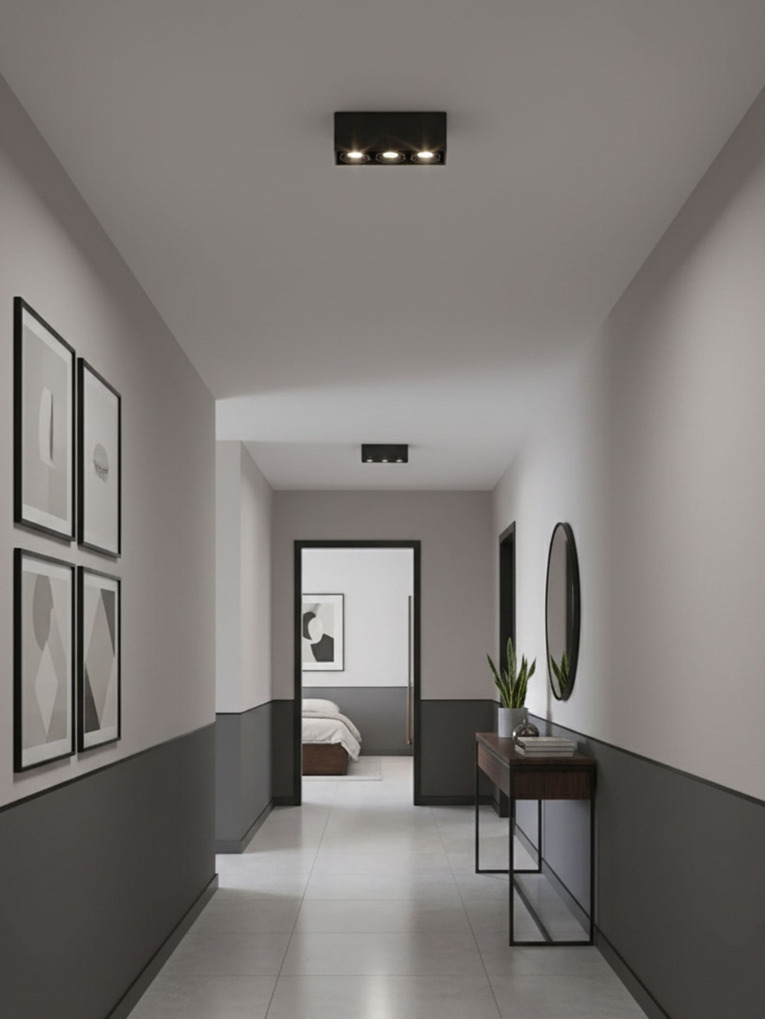 Giyan Surface Spotlight — Angular Steel Body, Recessless Ceiling Mount
